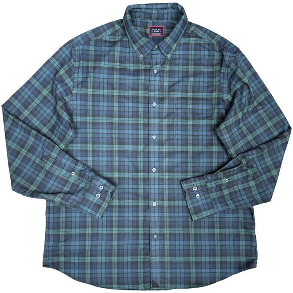 EUC Men's UNTUCKIT‎ Vittorio Green/Navy Plaid Button Down Shirt | Size XL - Picture 1 of 9